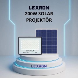 200W Watt Güneş Enerjili Hazır Solar Projektör Güçlü Aydınlatma Lexron
